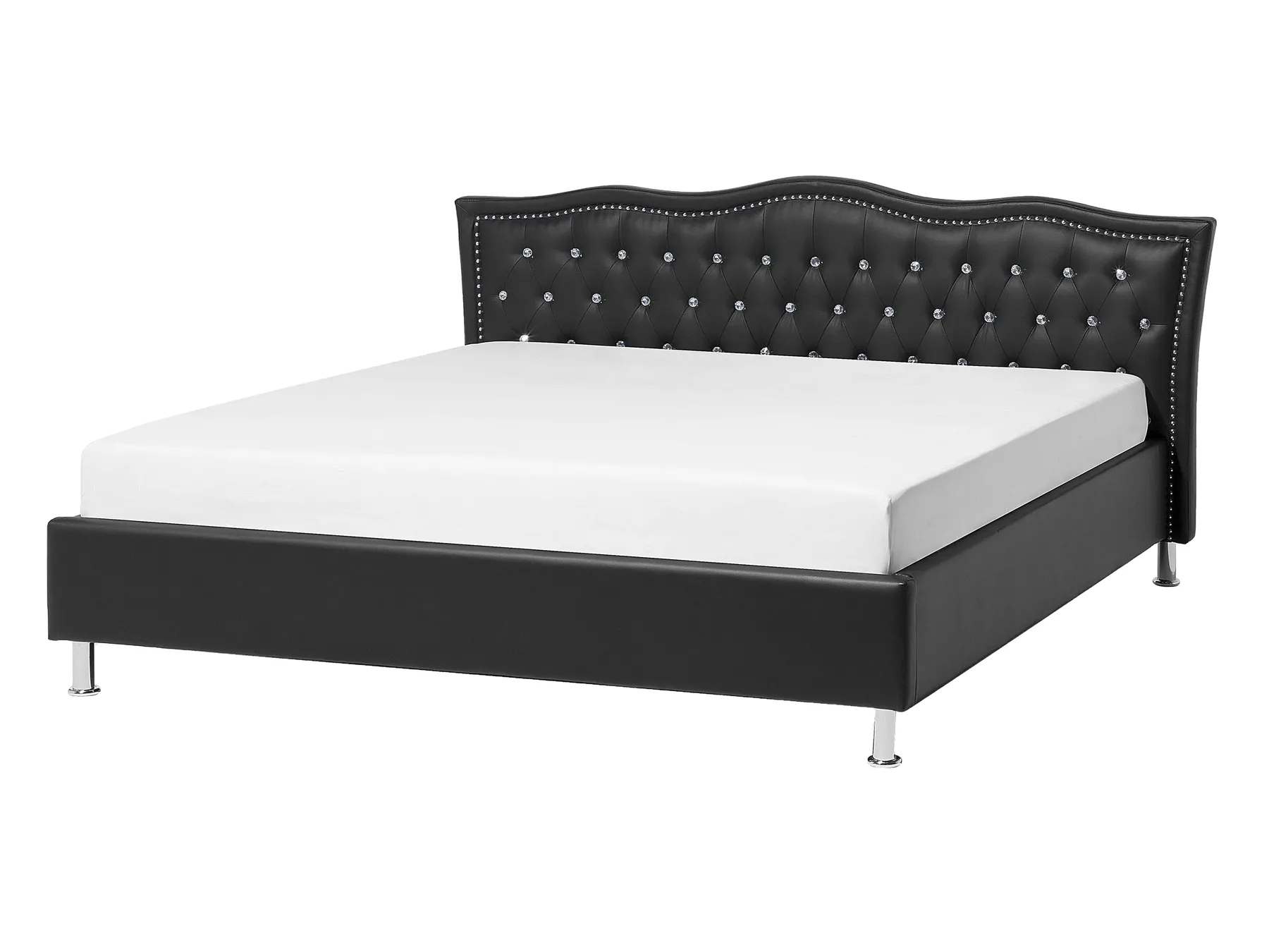 Bed Faux Leather METZ 140 x 200 cm (EU Double) Black_731104