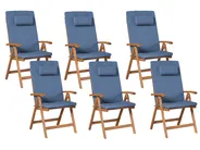Set di 6 sedie da giardino con cuscini JAVA PREMIUM Legno d'acacia Blu_1070808