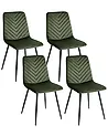 Set of 4 Dining Chairs HAVRE Velvet Olive Green