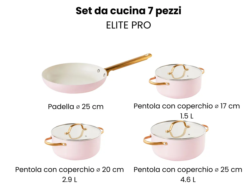 Set di 7 padelle ELITE PRO Rosa pastello_992839