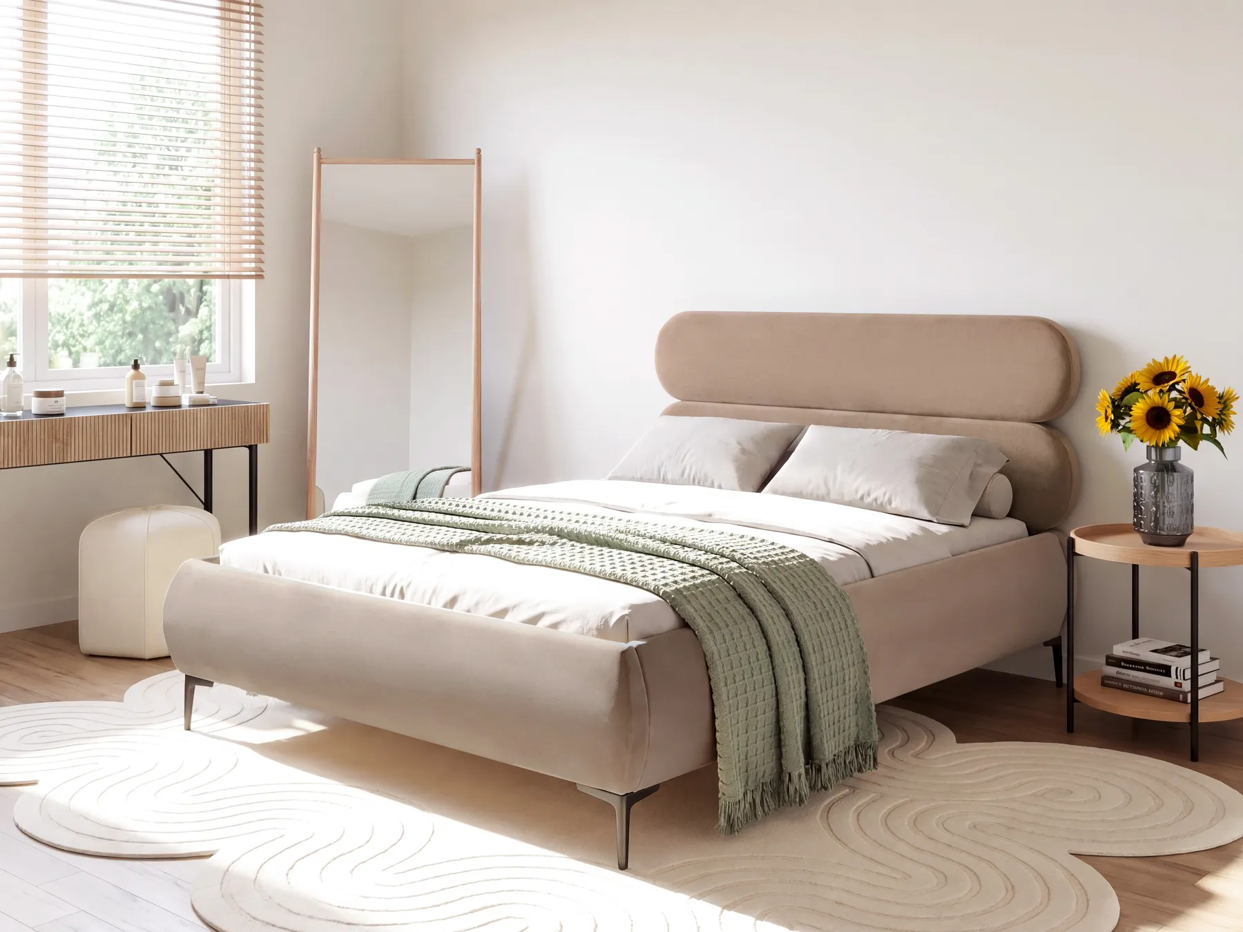 Letto Velluto LESSAY 120 x 200 cm Tortora_1124944