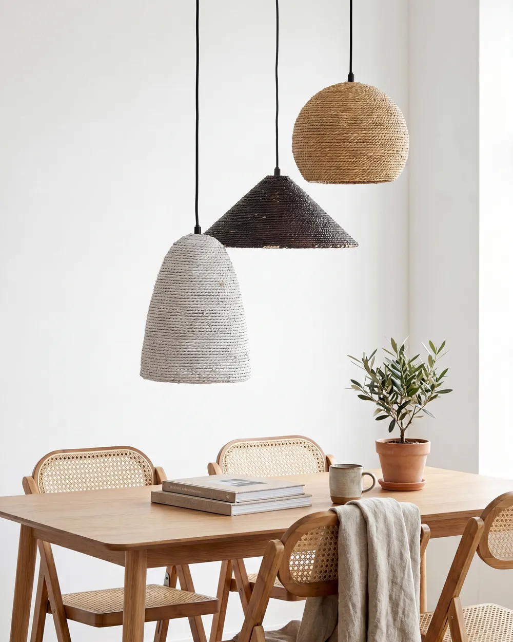 Pendant Lamp ENDRICK Wicker Natural White Brown_872891