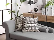 Set di 2 cuscini HENTEPE 45 x 45 cm Cotone Nero Trama geometrica_1178130