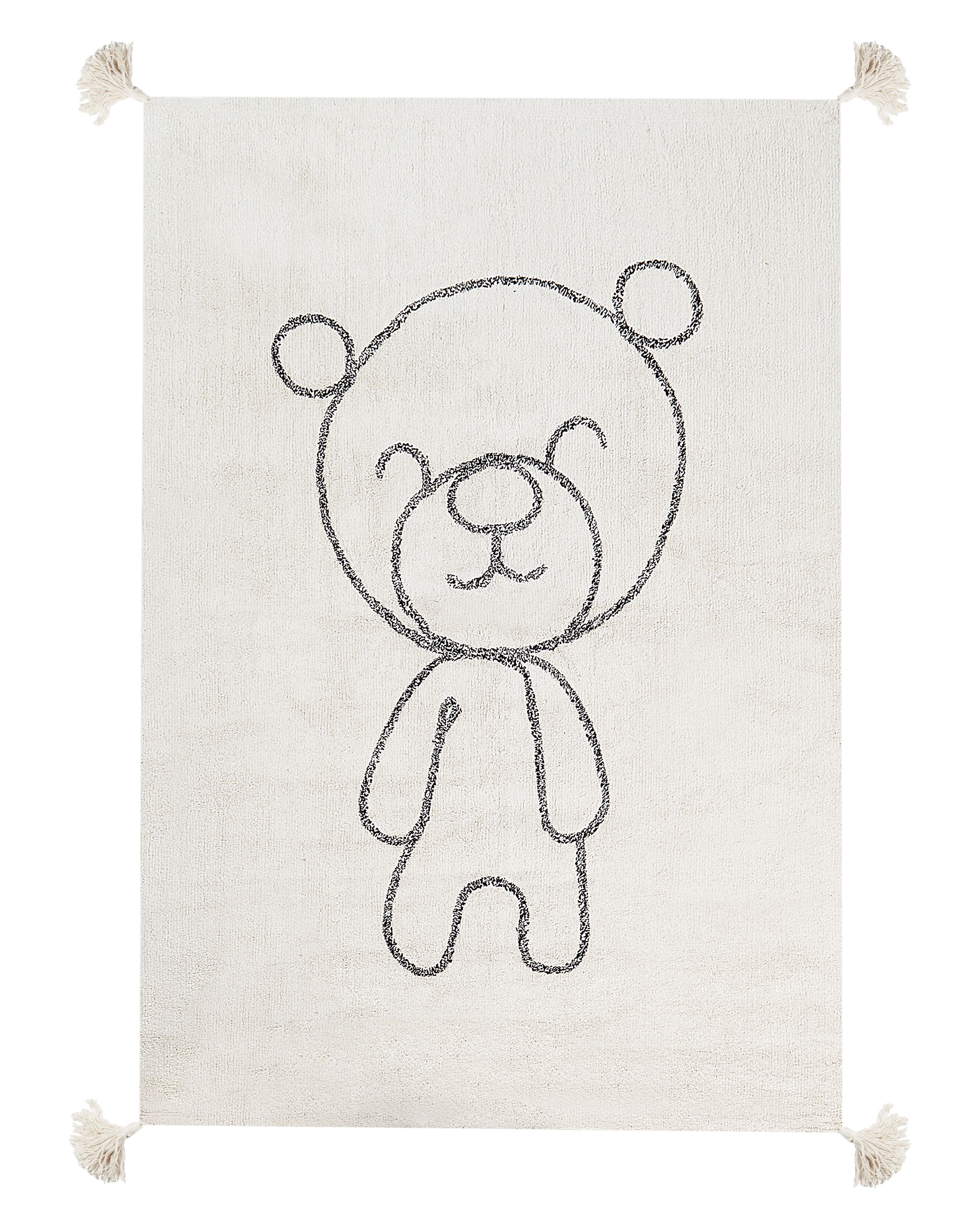 Cotton Kids Rug Teddy Bear Print 140 x 200 cm Beige ZORAKAN Beliani