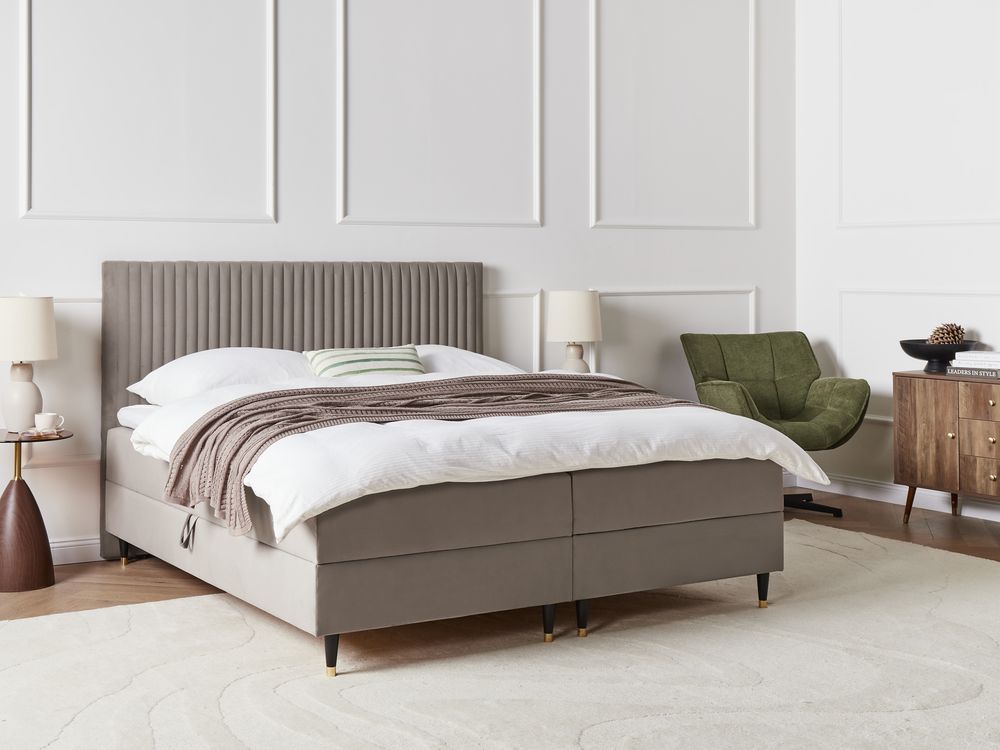 Divan Bed with Storage DAME Velvet Taupe 180 x 200 cm (EU Super King)