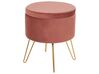 Pouf mit Stauraum Samtstoff rosa / gold SILAS_876807