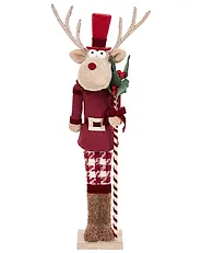Zestaw 2 figurek dekoracyjnych MATALA 61/64 cm Niedźwiedź Renifer Czerwony_1156698