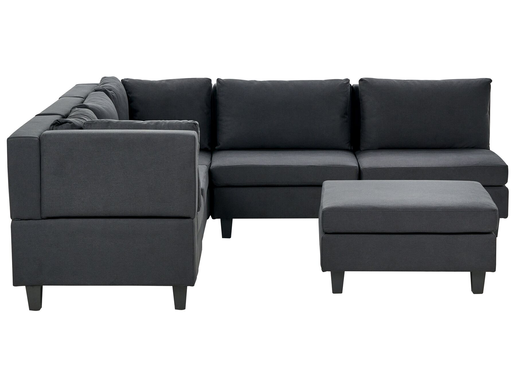 5 Seater Modular Fabric Corner Sofa with Ottoman Black UNSTAD_924812
