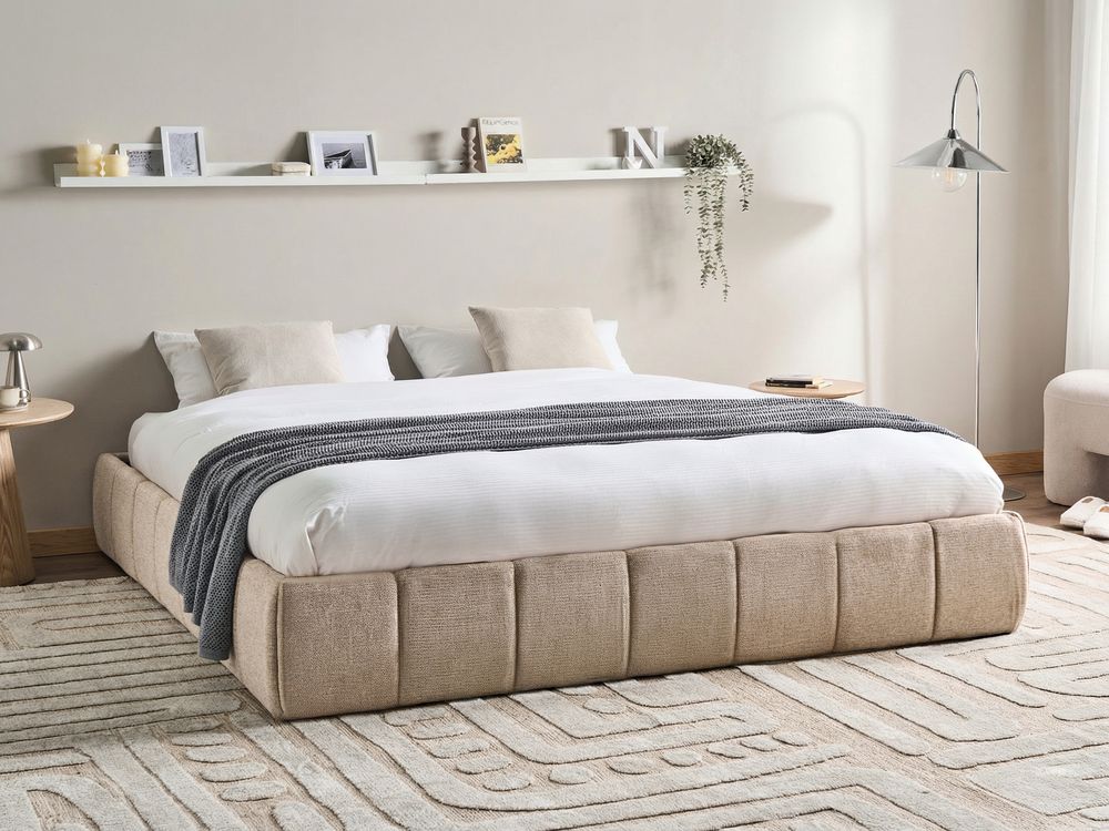 Sommier sem cabeceira GENAS Tecido Creme 180 x 200 cm