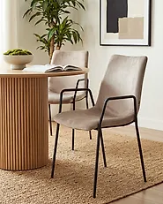 Esszimmerstuhl 2er Set JEFFERSON Samtstoff Taupe_1174987