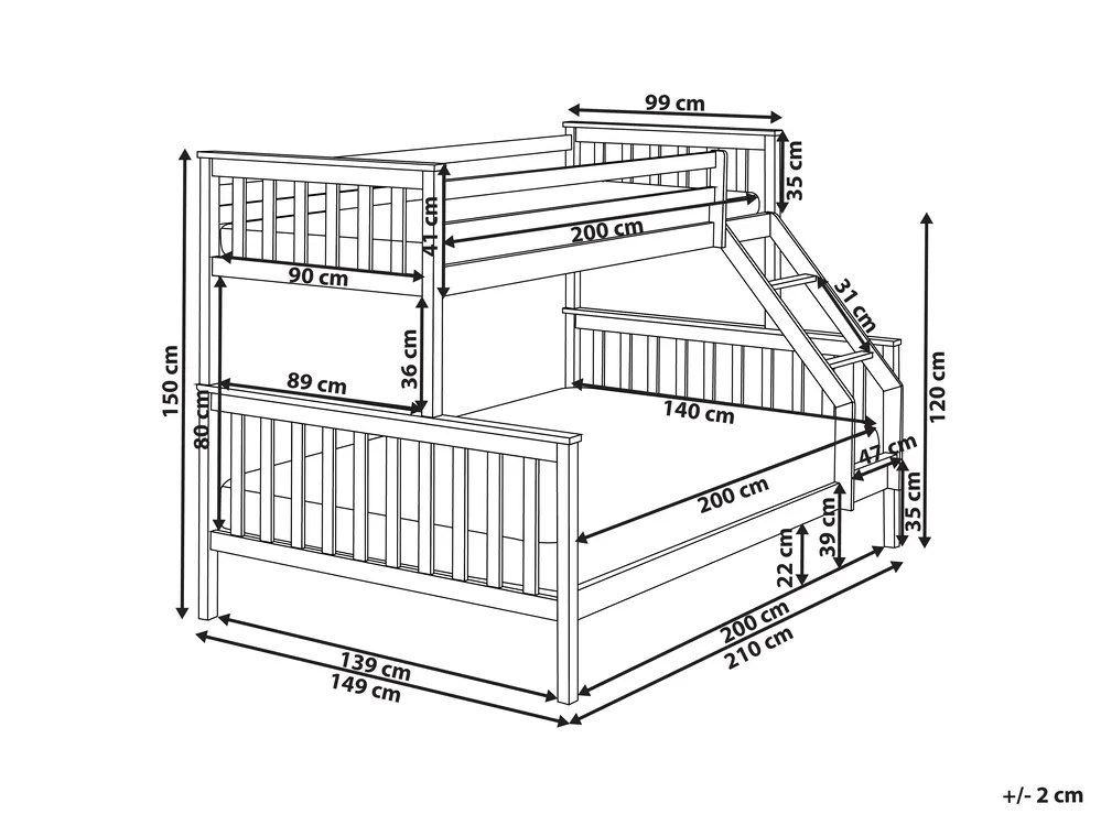 Bunk Bed Pine Wood BIERNE 90/140 x 200 cm Light Brown_987638