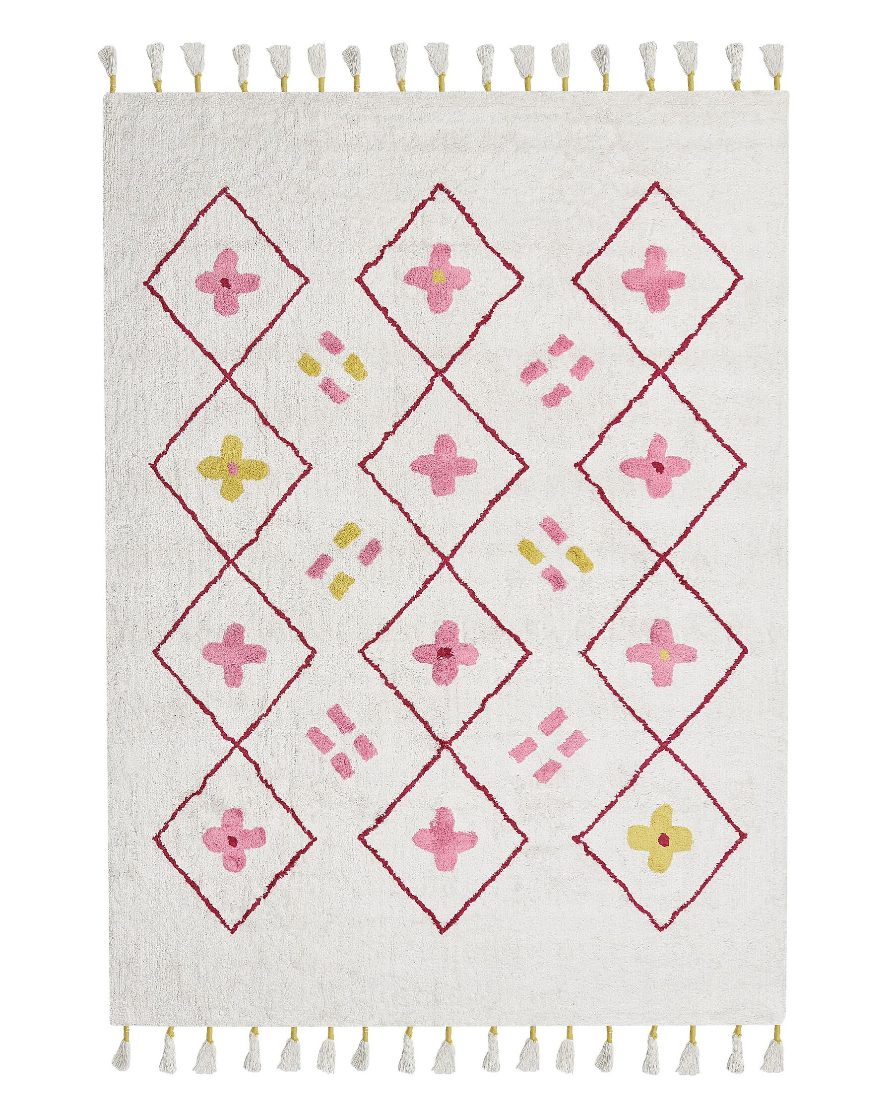 Tapete infantil em algodão branco e rosa 160 x 230 cm CAVUS_839828