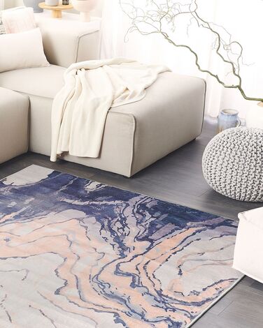 Area Rug 160 x 230 cm Blue with Beige GEBZE