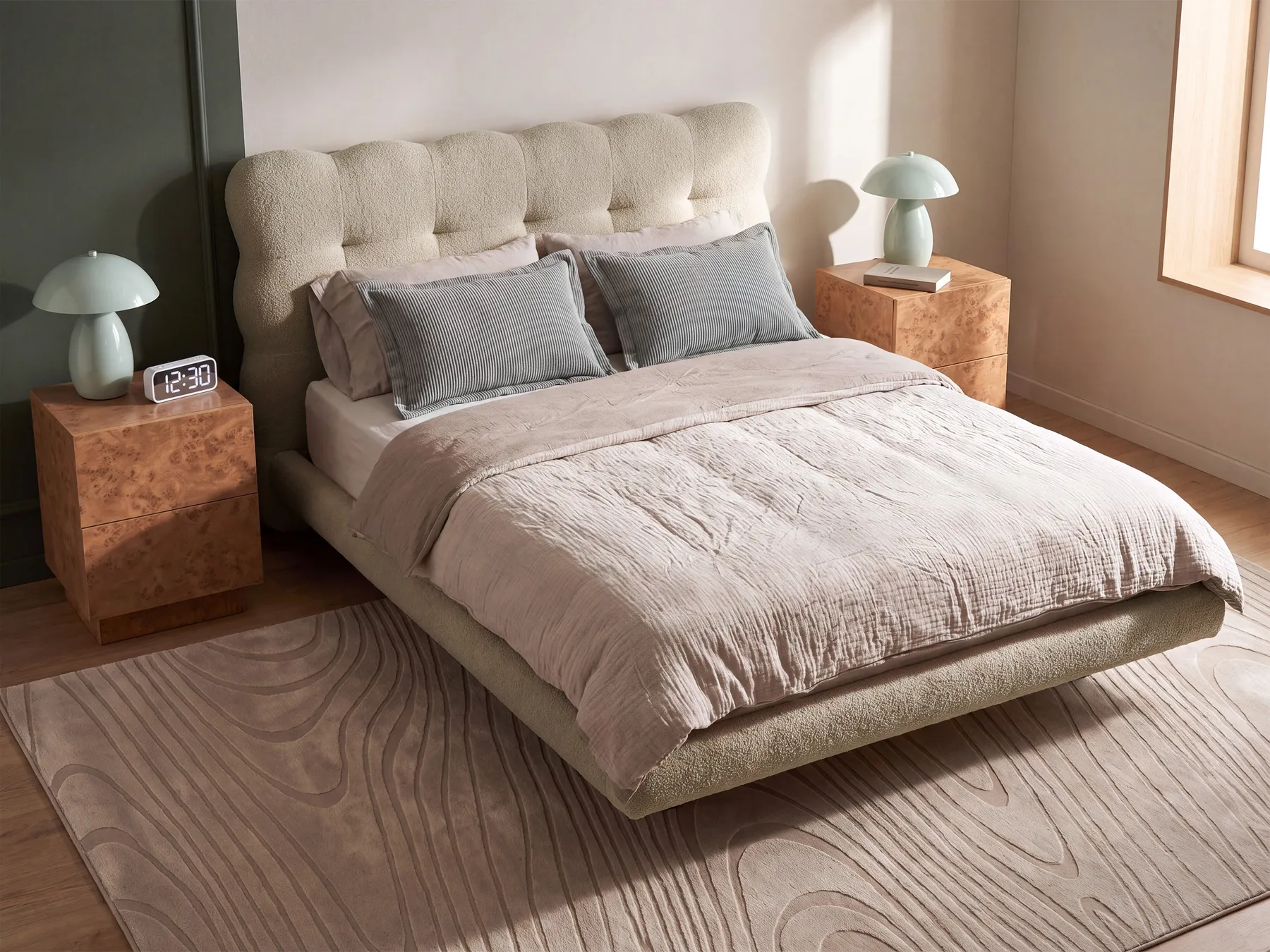 Bed Boucle SOULISSE 140 x 200 cm (EU Double) Beige_1129738