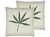 Set of 2 Decorative Cushions DAVALLIA 45 x 45 cm Green Plant Pattern