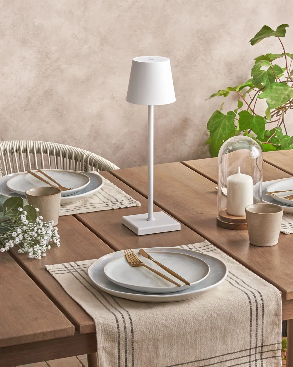 Wireless LED Table Lamp BACEIRO with Dimmer Metal White_940925