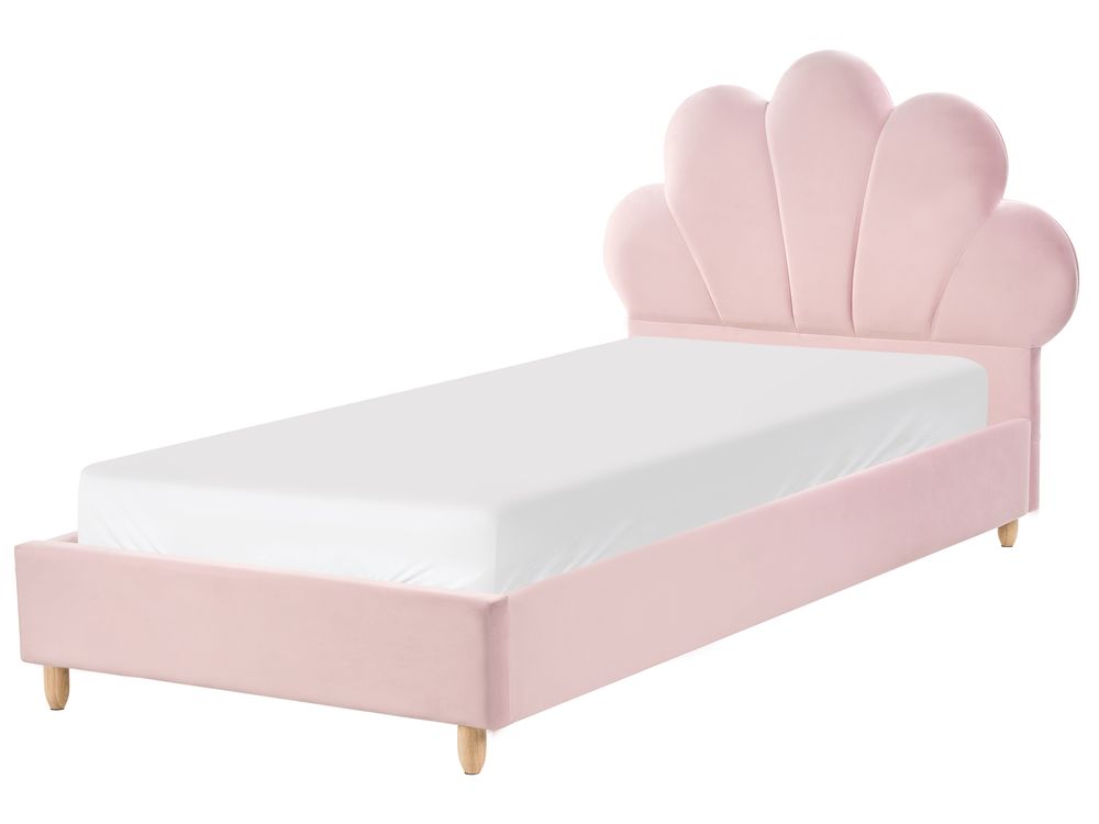 Barnsäng Snäckskal Sammet NEULISE 90 x 200 cm Rosa