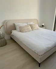 Bed Velvet SUZETTE 160 x 200 cm (EU King Size) Light Beige_933533