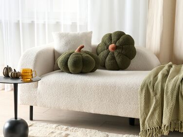 Set of 2 Boucle Cushions Pumpkin ⌀ 35 cm Green MUNCHKIN