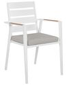 Set di 4 sedie da giardino metallo bianco e cuscini grigi TAVIANO_922723