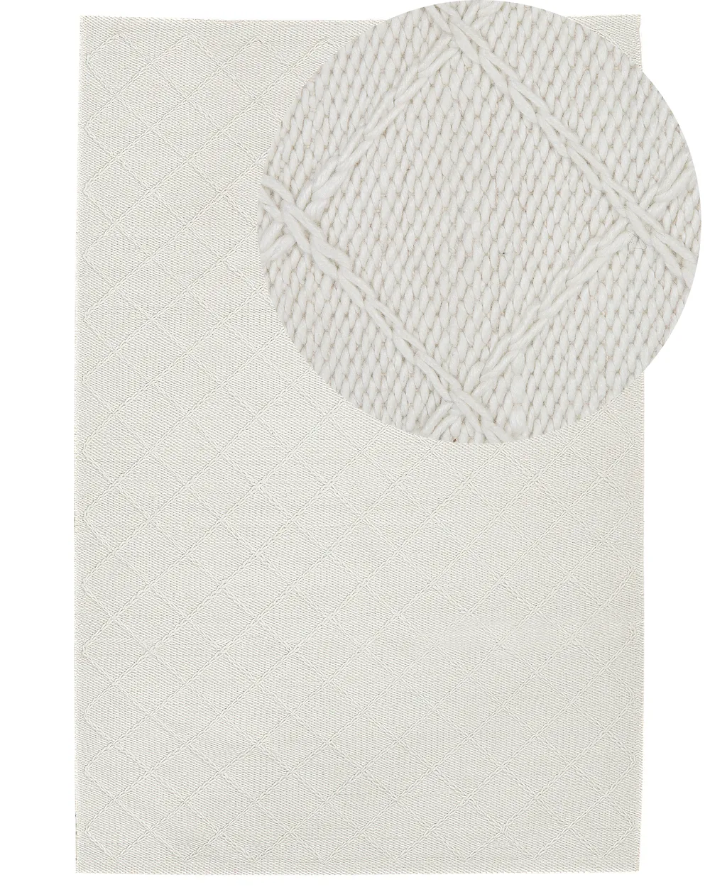 Rug ELLEK White 140 x 200 cm Wool
