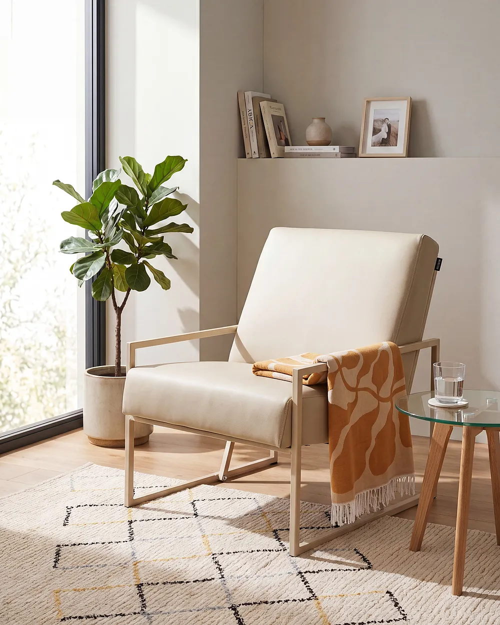 Fauteuil DELARY Cuir PU Beige_1159621