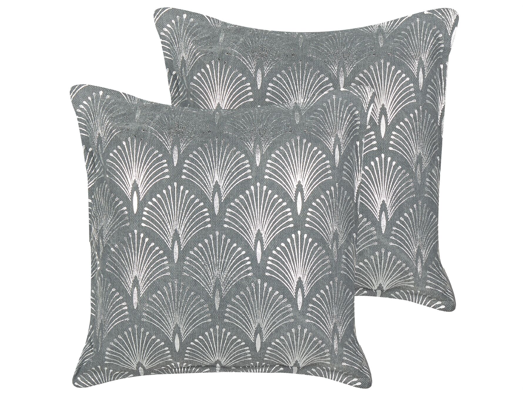 Baumwollkissen mit geometrischem Muster in Grau 45 x 45 cm 2er Set HOYA_892843