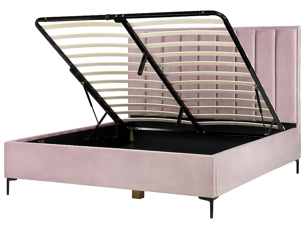 Letto contenitore SEZANNE Velluto Rosa 180 x 200 cm