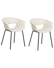 Set di 2 sedie da pranzo ELMA Tessuto Beige chiaro_884608