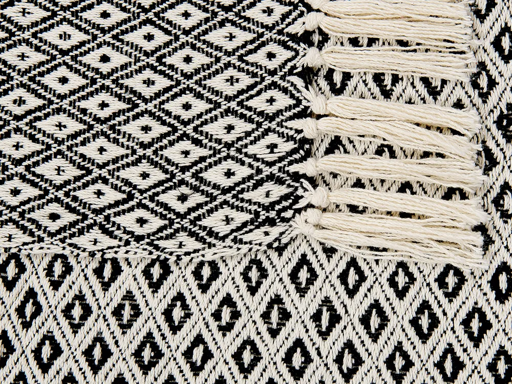 Plaid CHYAMA Bomuld 125 x 150 cm Sort/beige_839764