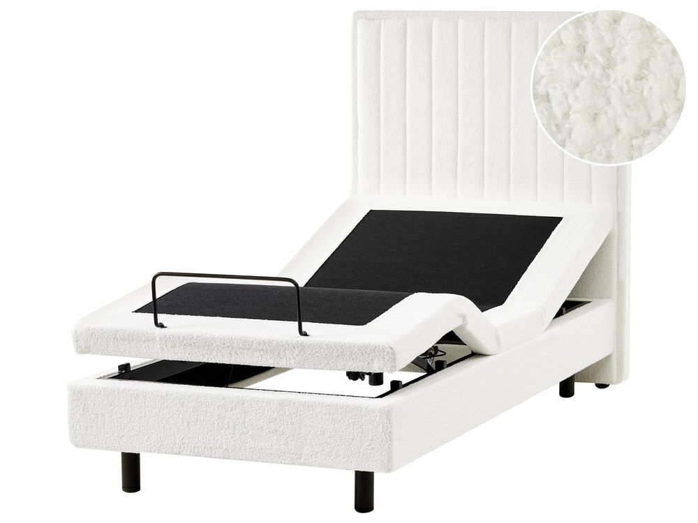Cama ajustable Bouclé DUKE II 90 x 200 cm Blanco crema