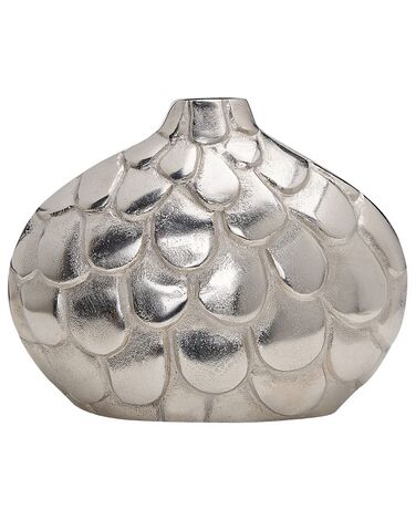 Vaso decorativo metallo argento 26 cm TIMGAD