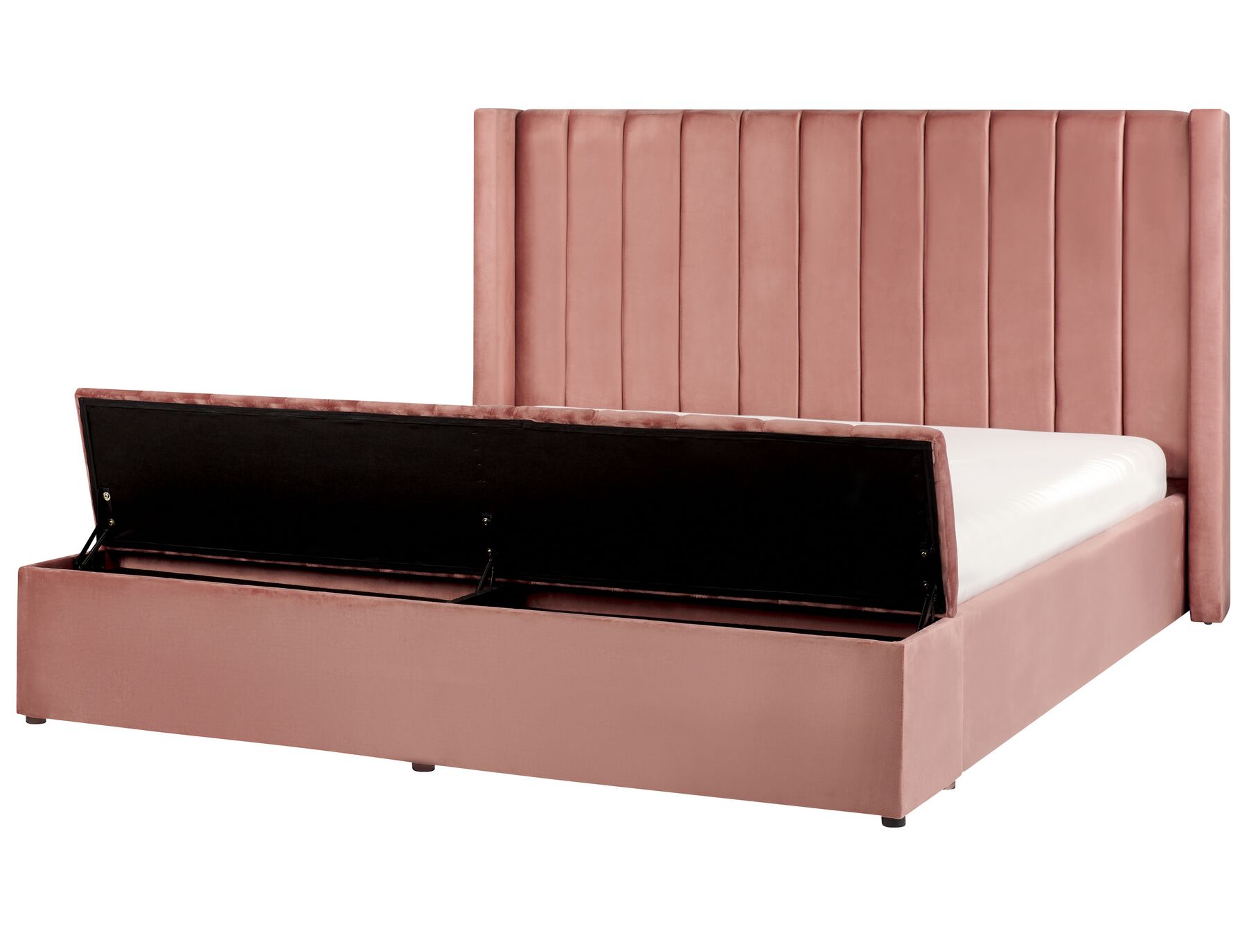 Łóżko welurowe z ławką 180 x 200 cm różowe NOYERS_806071