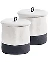 Set of 2 Baskets SILOPI Cotton White/ Dark Grey