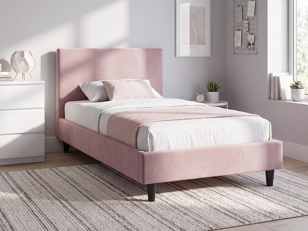 Revêtement de cadre de lit Velours FITOU 90 x 200 cm Rose