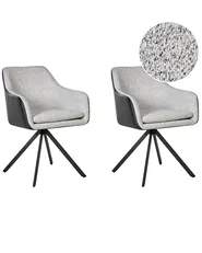 Set di 2 sedie da pranzo LITHIA Tessuto Nero/Bianco_1015771