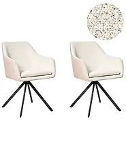 Set of 2 Dining Chairs LITHIA Boucle Light Beige_1188081