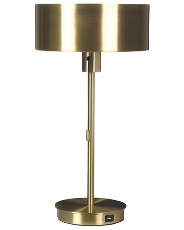 Metal Table Lamp with USB Port Gold ARIPO