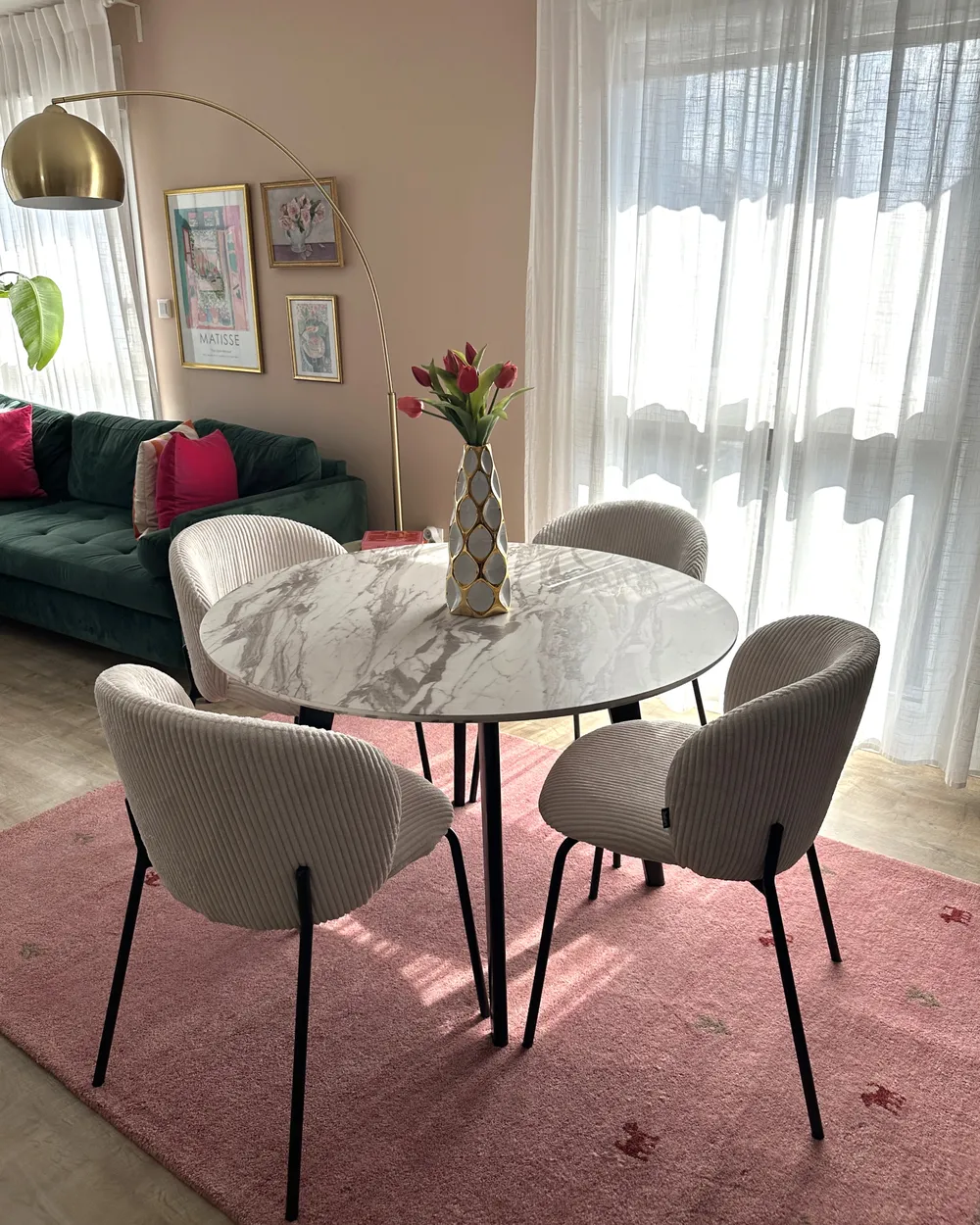 Dining Table MOSBY White Marble 110 cm 110 cm