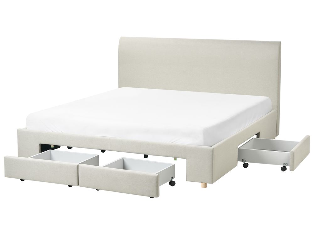 Cama con cajones SOUTRIN Tela Beige 180 x 200 cm