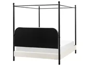 Four Poster Bed Boucle DANNEMOIS 140 x 200 cm (EU Double) Off-White_960925