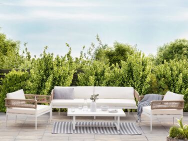 4 Seater Aluminium Garden Sofa Set White SERLA