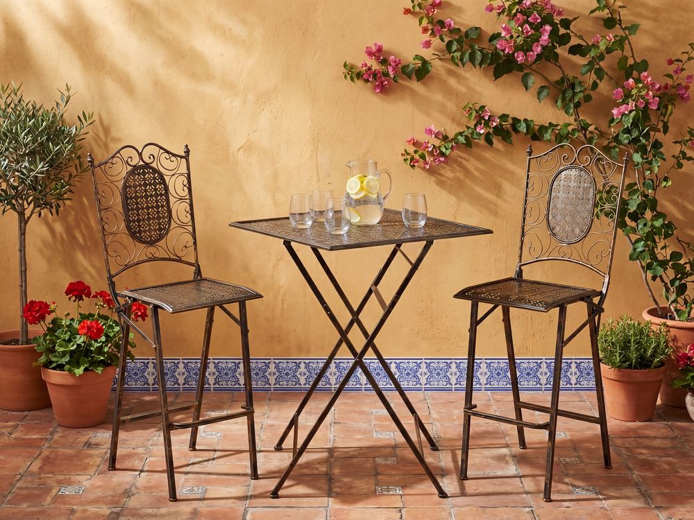 Mesa de bar de jardín BORMIO 60 cm 60 cm Metal Negro