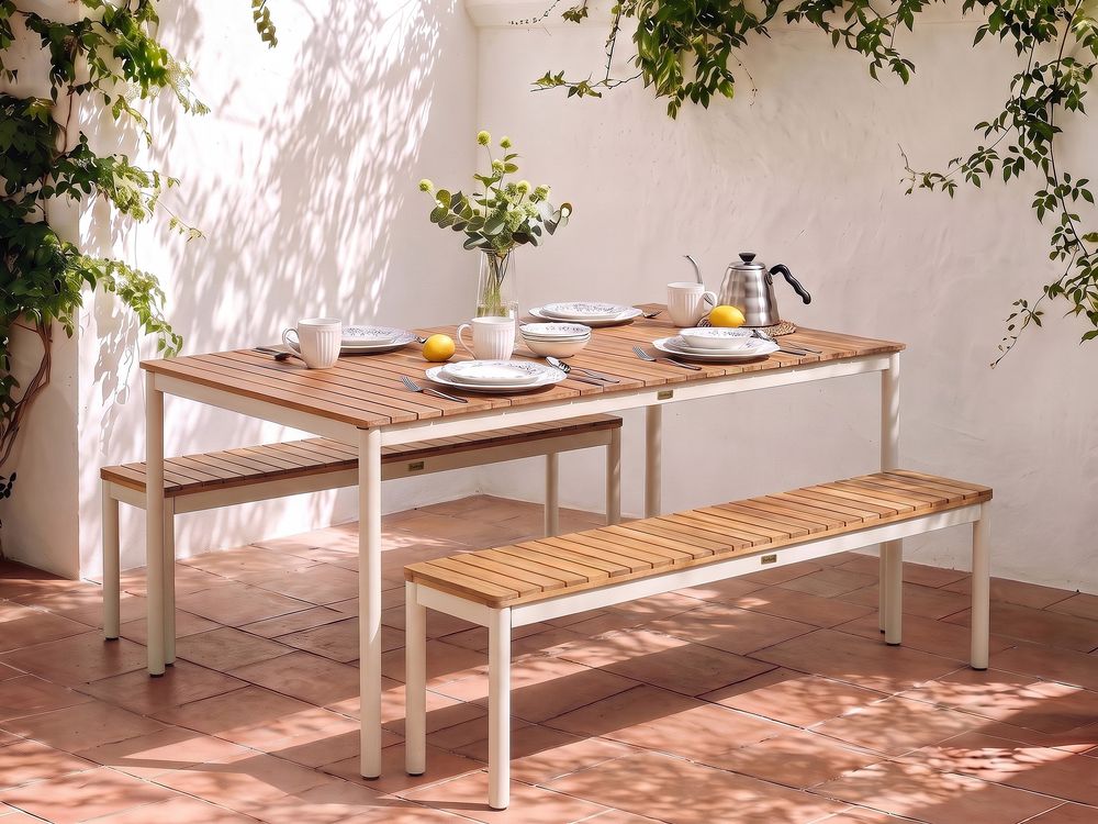 Set of 2 Garden Benches CORRICELLA 163 cm Acacia Wood Brown