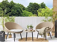 Bistro Set with Cushions ORTIGIA PE Rattan Light Beige Beige_1177423