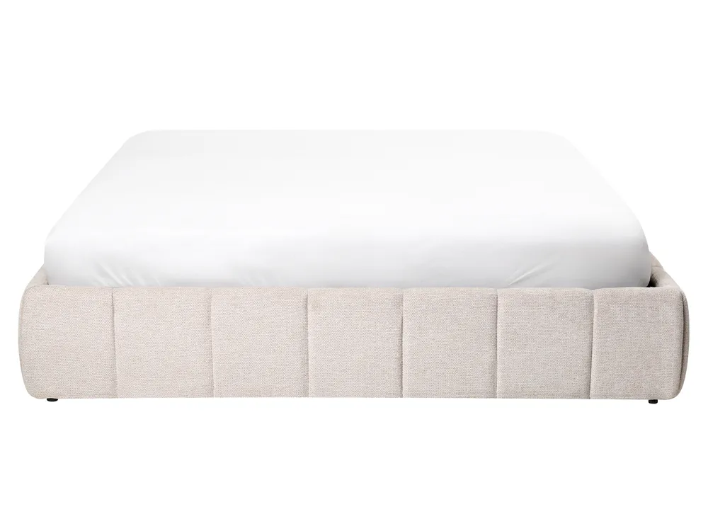 Ottoman Bed without Headboard GENAS Fabric Light Beige 160 x 200 cm (EU King Size)_1070190