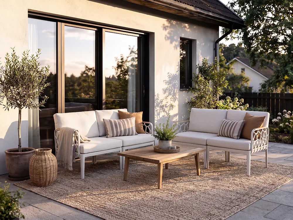 Garden Sofa Set 4 Seater ERICHE Light Beige_1188046