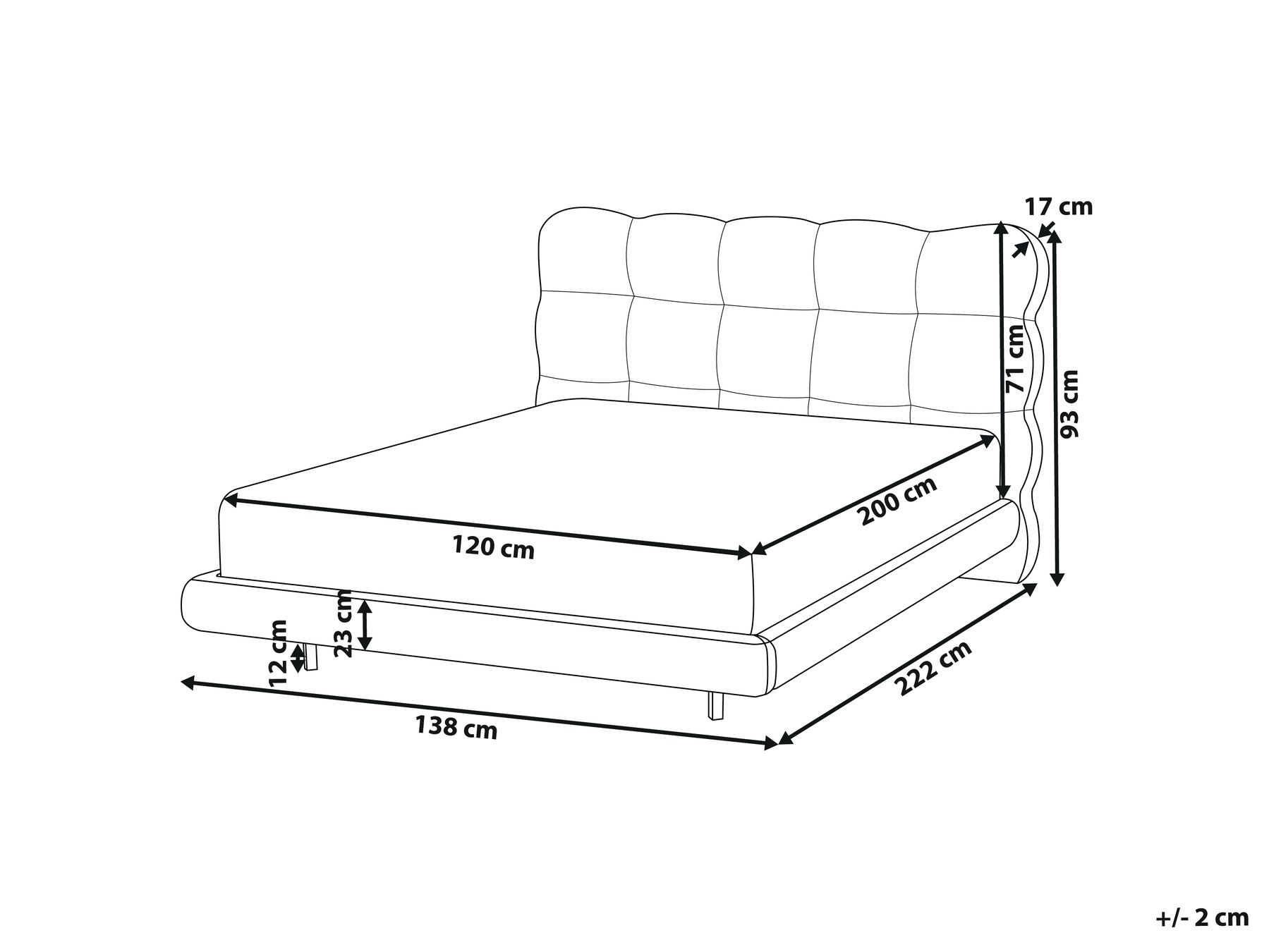 Bed Boucle SOULISSE 120 x 200 cm (EU Small Double) Beige_1129809