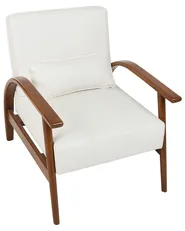 Armchair SKARA Faux Leather Off-White_927273