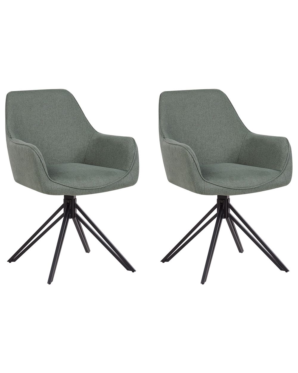 Set of 2 Dining Chairs Swivel JODAR Fabric Green